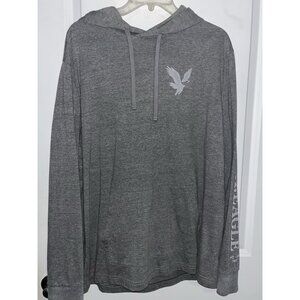 American Eagle Hoodie Men's Large Gray Long Sleeve Tee Shirt Light Weight Pocket